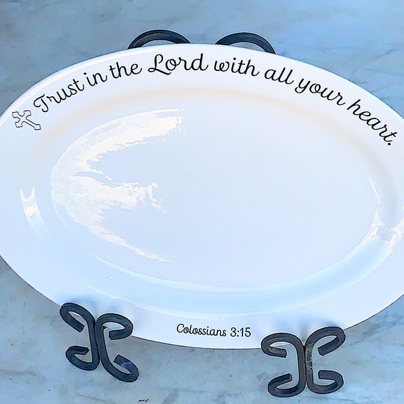 COVENTRY HALLELUJAH OVAL SERVING PLATTER COLOSSIANS 3:15 NEW PORCELAIN 14 INCH - Picture 3 of 7